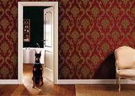 revêtements muraux démontables de PVC de salon de 0.53*10M avec le rouge et la couleur d'or, GV d'OIN