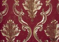 revêtements muraux démontables de PVC de salon de 0.53*10M avec le rouge et la couleur d'or, GV d'OIN