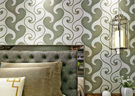 papier peint de papier peint de velours de 0.53*10m, blanc et vert texturisé de velours pour la décoration à la maison