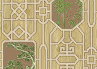 Grain en bois simulé par papier peint géométrique de style chinois d'impression de bambou et d'arbre